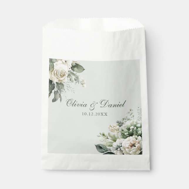 Sacolinha Soft Sage Green Floral Wedding Favor Bag (Frente)