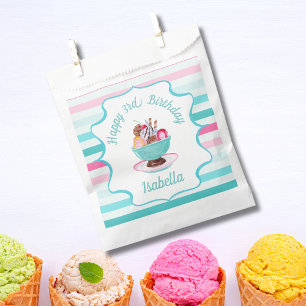 Sacolinha Sorvete Sundae de Aquarela Agradecimento de Aniver