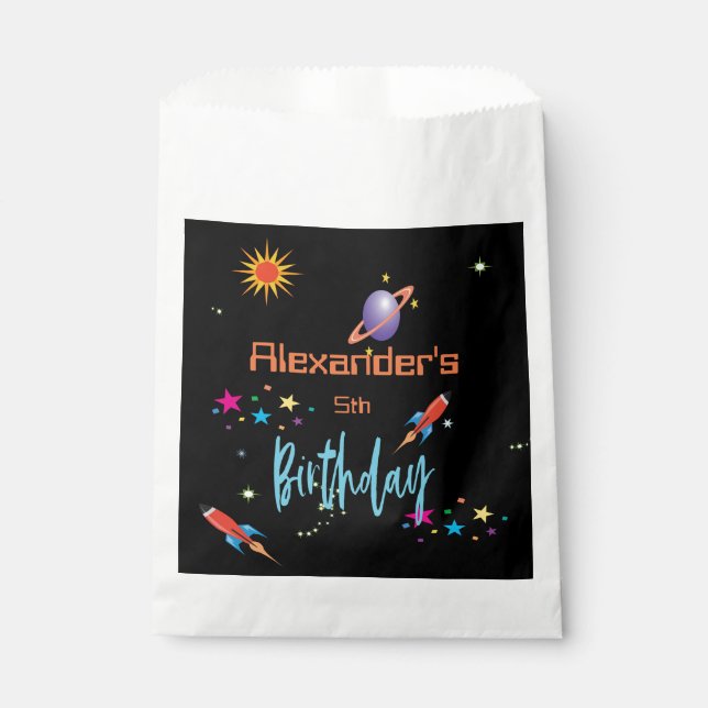 Sacolinha Space Rocket Boys Personal Age Aniversário (Frente)