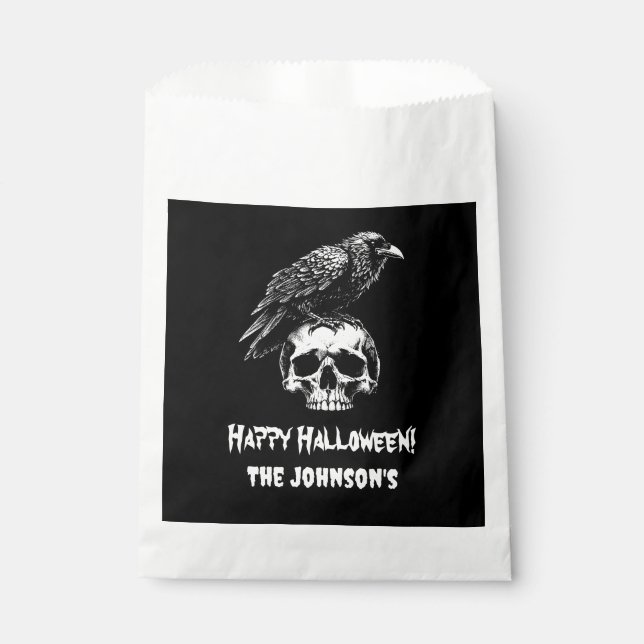 Sacolinha Spooken Raven Skull Cookie Halloween Favor Bolsas (Frente)