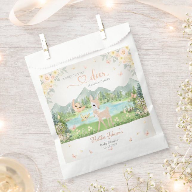 Sacolinha Spring Bloom and Butterflies Deer Baby Shower  (Cortado)