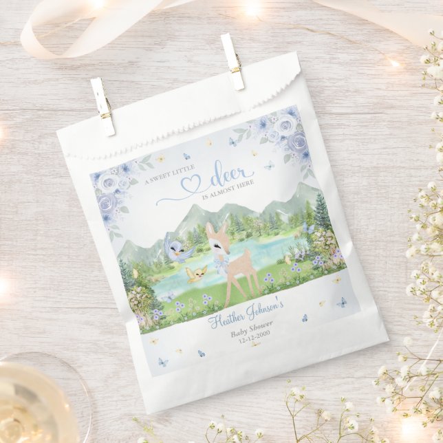 Sacolinha Spring Bloom and Butterflies Deer Baby Shower  (Cortado)