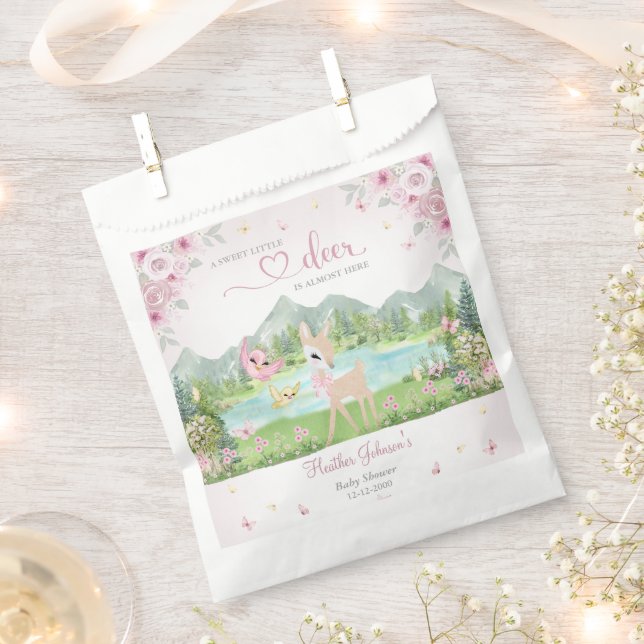 Sacolinha Spring Bloom and Butterflies Deer Baby Shower  (Cortado)