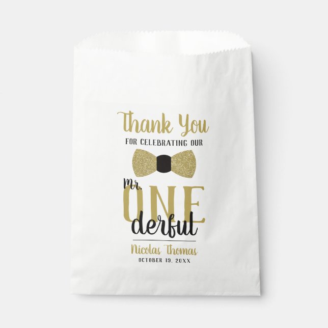 Sacolinha Sr. Partido Fantástico Favor Bag, Preto, Faux Dour (Frente)