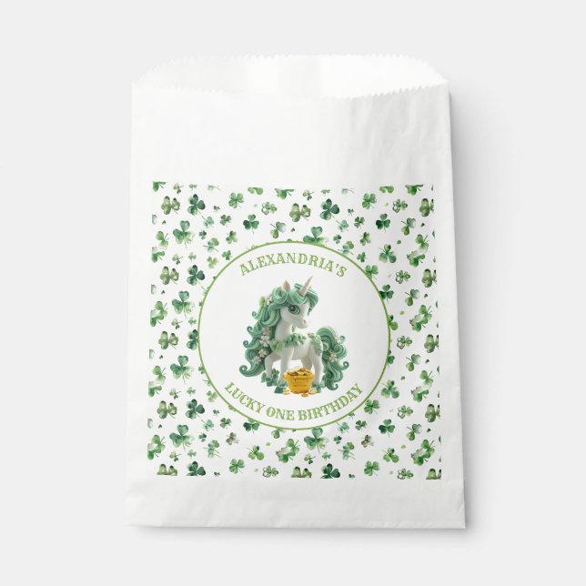 Sacolinha St Patricks Lucky One Unicorn Favor Bag (Frente)