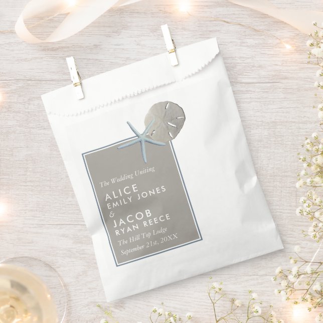 Sacolinha Starfish e Sand Dollar - Casamento de Praia (Cortado)