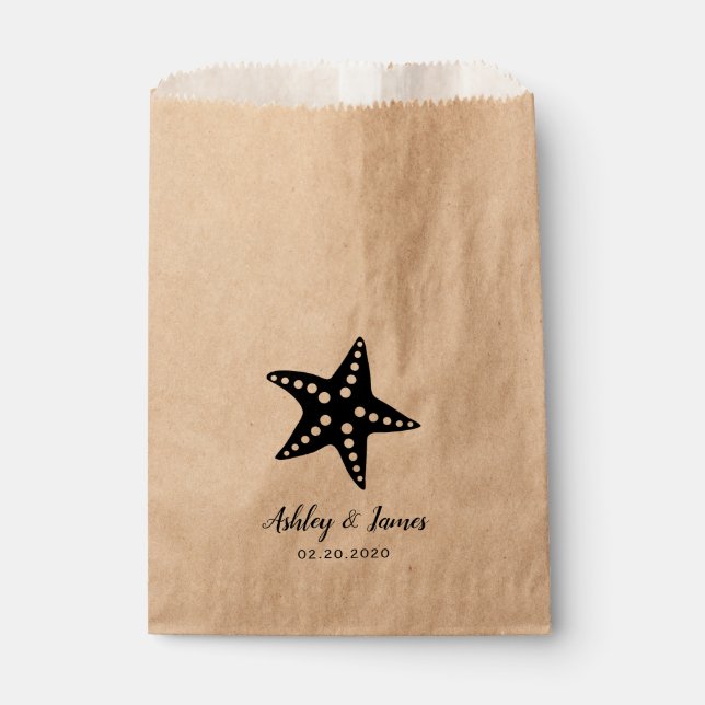 Sacolinha Starfish Wedding Favor Bolsas para cookies e trata (Frente)