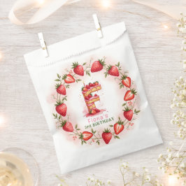 Sacolinha Strawberry Birthday Sticker Letra F Cake