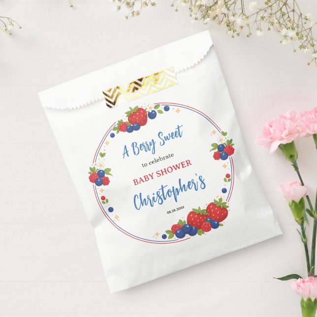 Sacolinha Strawberry Blueberry Berry Sweet Baby Shower (Selado)