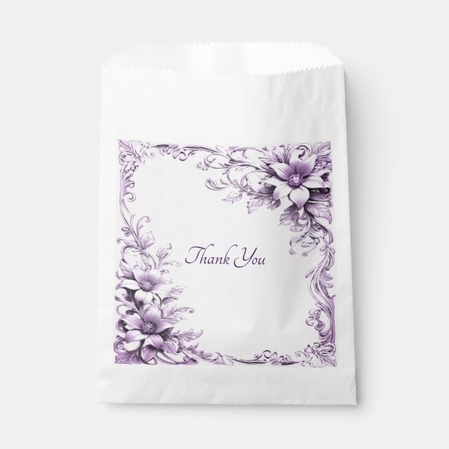 Sacolinha Stylish Purple Flowers Favor Bag (Frente)