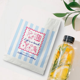 Sacolinha Summer Blue Stripes Pink Beach Favorites Birthday 