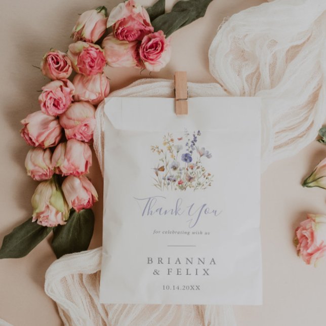 Sacolinha Summer Multicolor Wildflower Obrigado Casamento (Criador carregado)