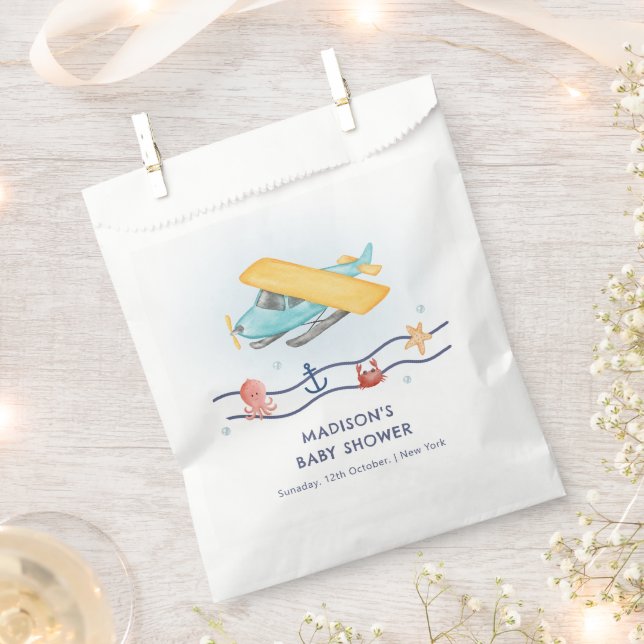 Sacolinha Summer Travel Adventure Sea Airplane Baby Shower (Cortado)