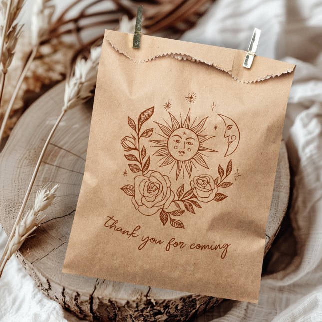 Sacolinha Sun Moon e Rosas Magos Boho Terra PERSONALIZADA (Sun Moon & Roses Magical Boho Earthy CUSTOM Favor Bag
)