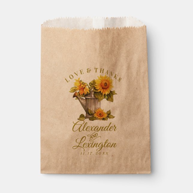 Sacolinha Sunflower Rustic Themed Weding Favor Bag | (Frente)