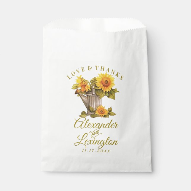 Sacolinha Sunflower Rustic Themed Weding Favor Bag | (Frente)