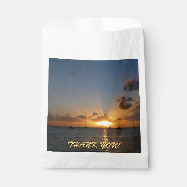 Sacolinha Sunset com Imagem de Paisagem Tropical de Barcos d (Frente)