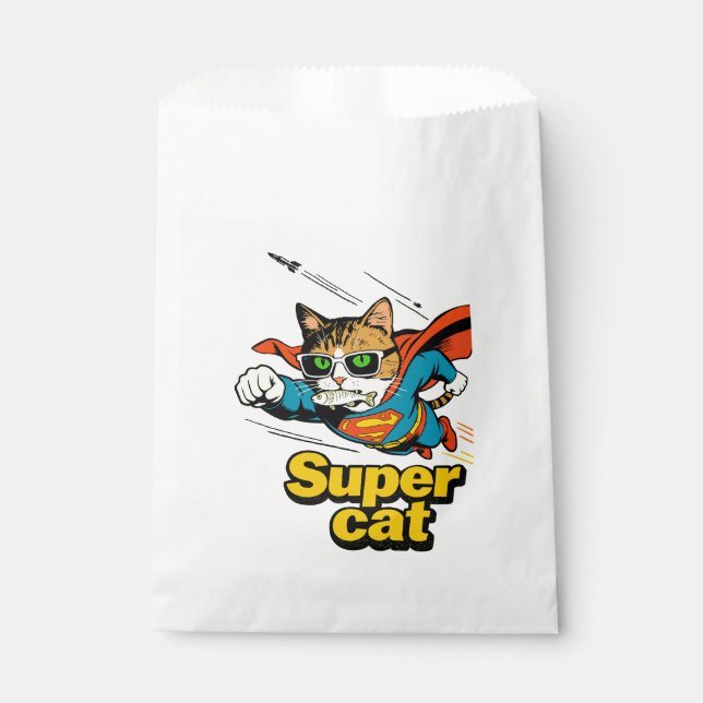 Sacolinha Super Gato Voando com Peixe  (Frente)