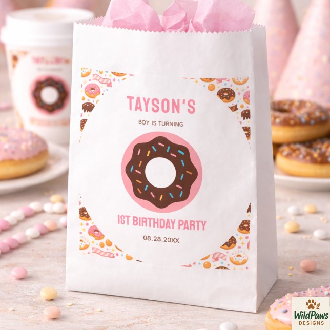 Sacolinha Sweet One Donut 1st Birthday Party | Cute Donut  (Sweet One Donut 1st Birthday Party | Cute Donut Favor Bag
)