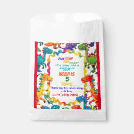 Sacolinha Tag de presente de aniversário do dinossauro Color