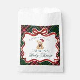 Sacolinha Tartan Plaid Christmas Bear Baby Shower Dessert