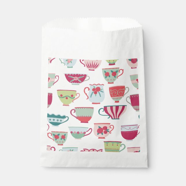 Sacolinha Tea Cups Moderno Vintage Favor Bag (Frente)