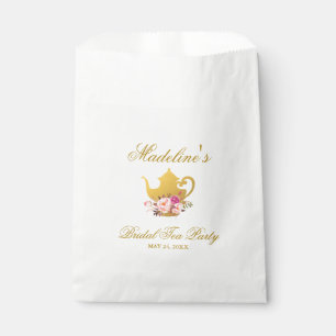Sacolinha Tea party Dourado cor-de-rosa floral do chá de