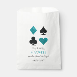 Sacolinha Teal Glitter Las Vegas Favor de Casamento Bag