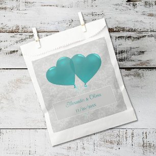 Sacolinha Teal Heart Balloons Favor de Casamento Bag