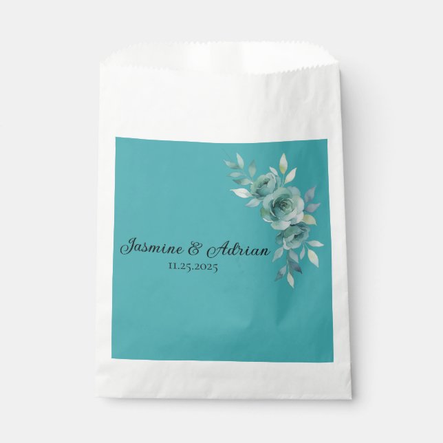Sacolinha Teal Whisper Blooms Wedding (Frente)