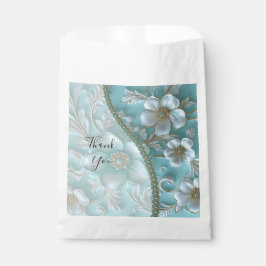 Sacolinha Teal White Floral Favor Bag
