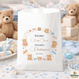 Sacolinha Teddy Bear Baby Shower Boy | Cute Blue Bear