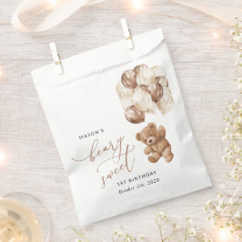 Sacolinha Teddy Bear, Balões Marrons, Primeiro Aniversário