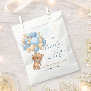 Sacolinha Teddy Bear Blue Balões Chá de fraldas Favor Bag