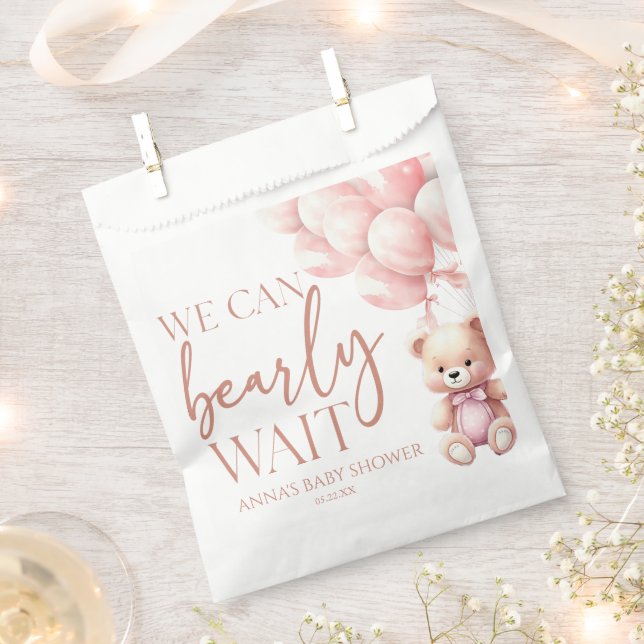 Sacolinha Teddy Bear Pink Podemos Ampliar Chá de fraldas De  (Cortado)