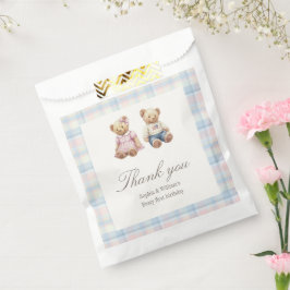 Sacolinha Teddy bear Twins Beary First Birthday Favor Bags