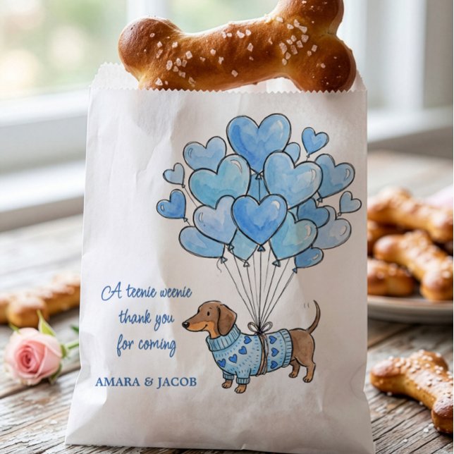 Sacolinha Teenie Weenie Thank You Dachshund Baby Boy Doggie (Favor  "doggie" Bags - Teenie Weenie Sweetheart Dachshund Gender Reveal collection by Darling & May)