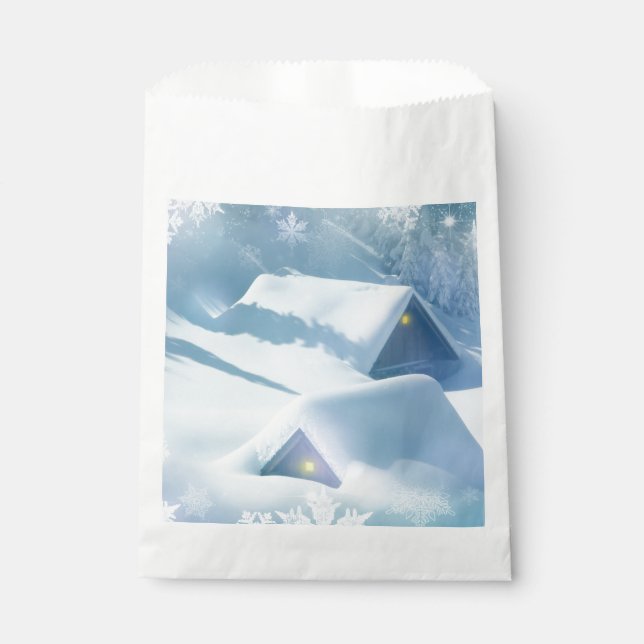 Sacolinha Telhado coberto de neve em uma floresta (Frente)