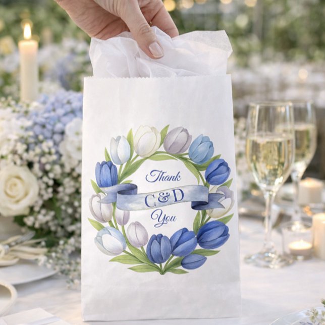 Sacolinha Tema de Agradecimento de Casamento Tulipa Azul (Criador carregado)