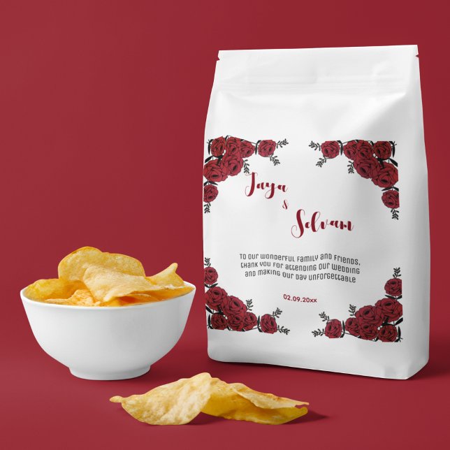 Sacolinha Tema de Casamento Floral da rosa vermelha (perfect red rose floral theme wedding favor bags)