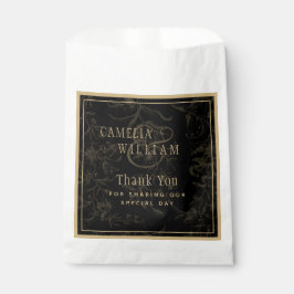 Sacolinha Tema de Casamento Preto Vintage Dourado Damask