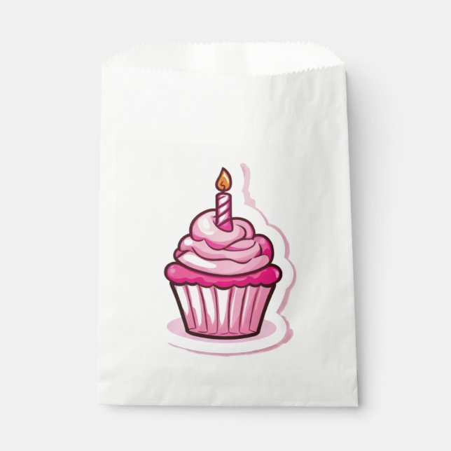 Sacolinha Tema de Cupcake bonito para a garota de aniversári (Frente)