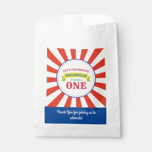 Sacolinha Tema do Partido do primeiro aniversario Colorido C (Frente)