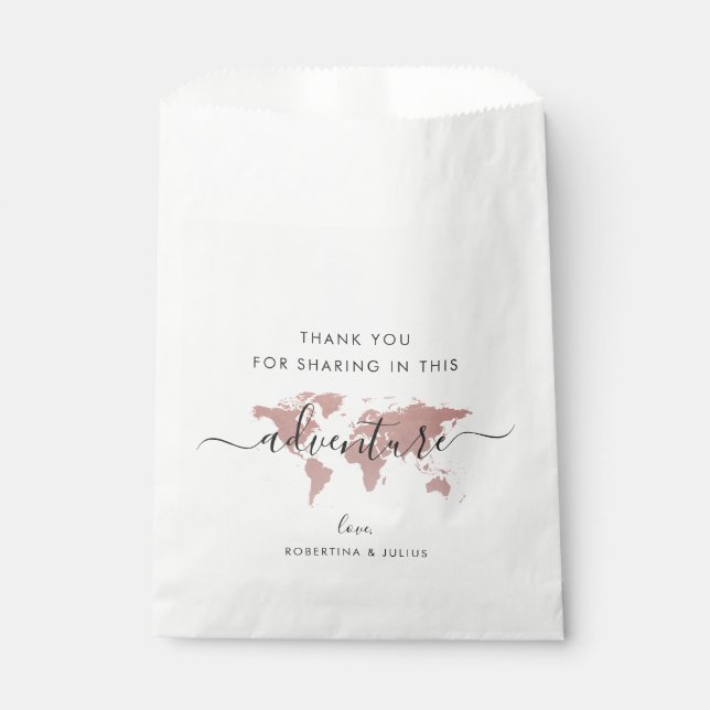 Sacolinha Tema do Viagem de Aventura Mundial do Mapa Rosa (Frente)