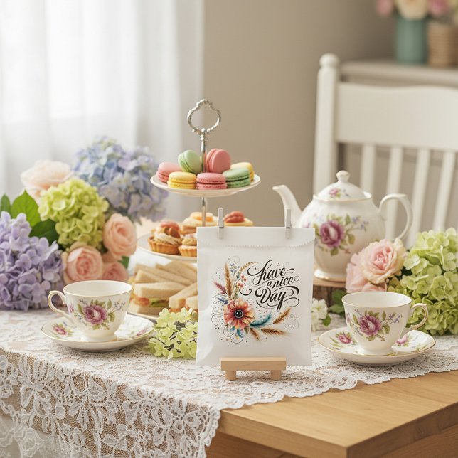 Sacolinha Tenha um belo dia floral (Criador carregado)