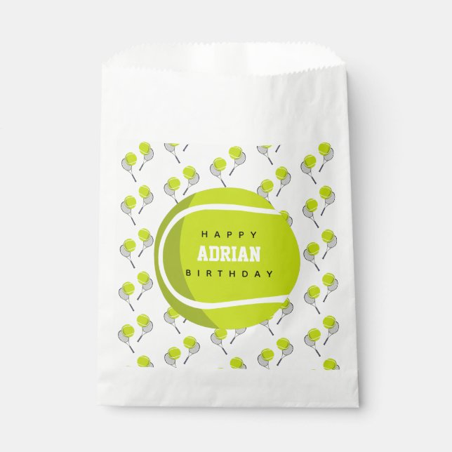 Sacolinha Tênis Ball & Racket Festa de aniversário (Frente)