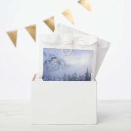 Sacolinha Terra maravilhosa do inverno, nevoeiro, floresta d