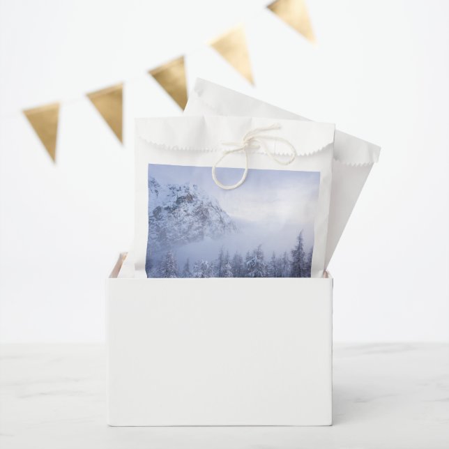 Sacolinha Terra maravilhosa do inverno, nevoeiro, floresta d (Festa)