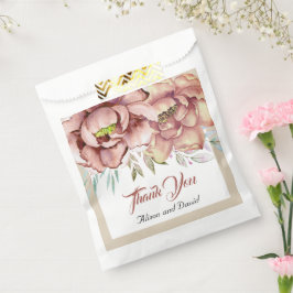 Sacolinha Terracotta aquarela flores Obrigado casamento