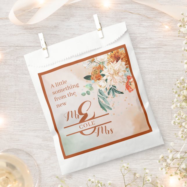 Sacolinha Terracotta Floral Wedding Favor Bolsas (Cortado)